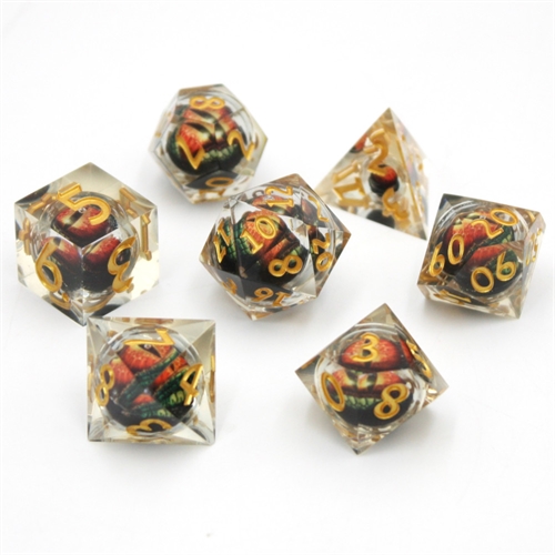 Dragon Eye liquid core - Sharp edges - Dice set - Epic Dwarf Dice